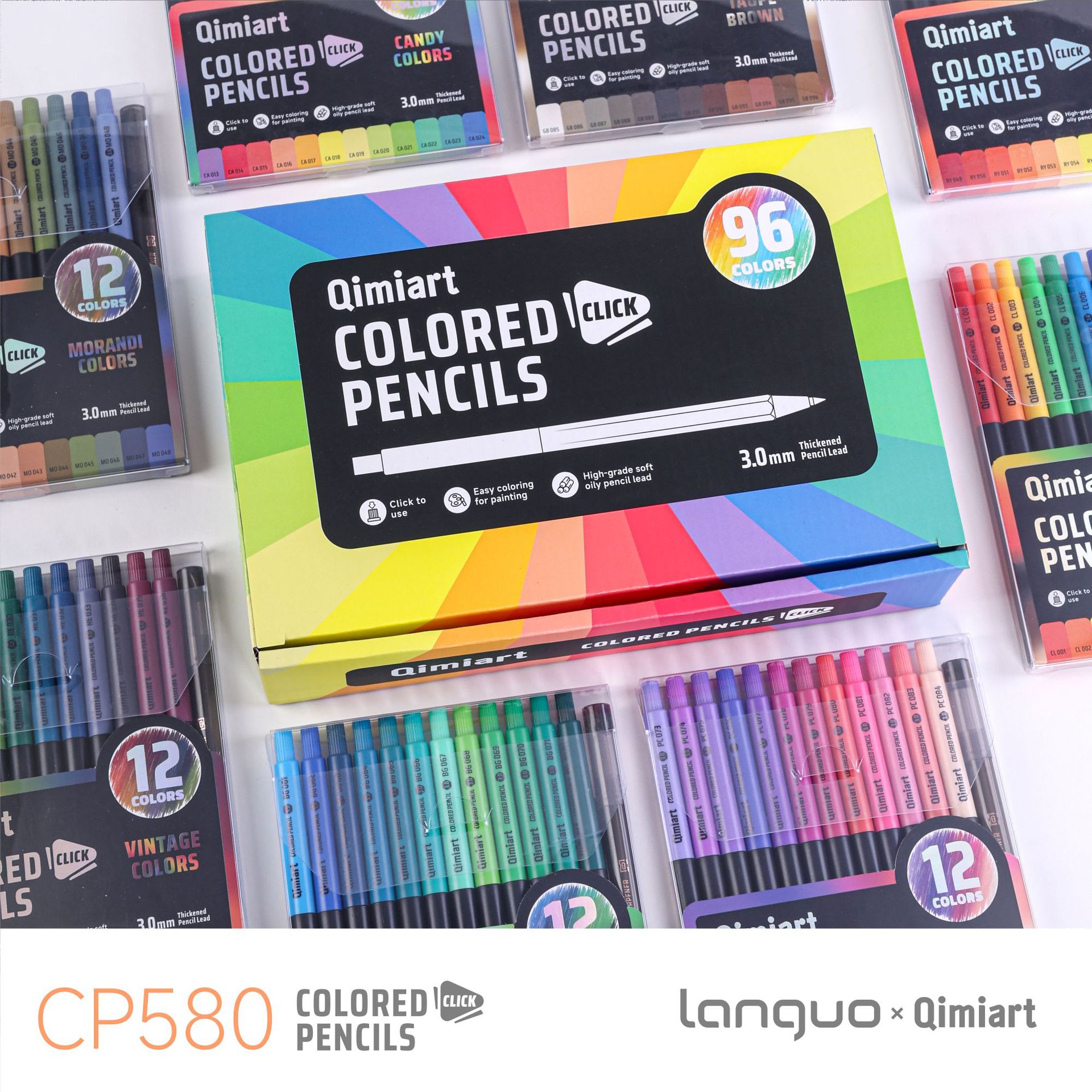 Staedtler Pencil Lumocolor - 96色の色鉛筆セット Qimiart CP580 3.0mm太芯オイルカラーリード クリック式シャープペンシル 内蔵シャープナー付き
