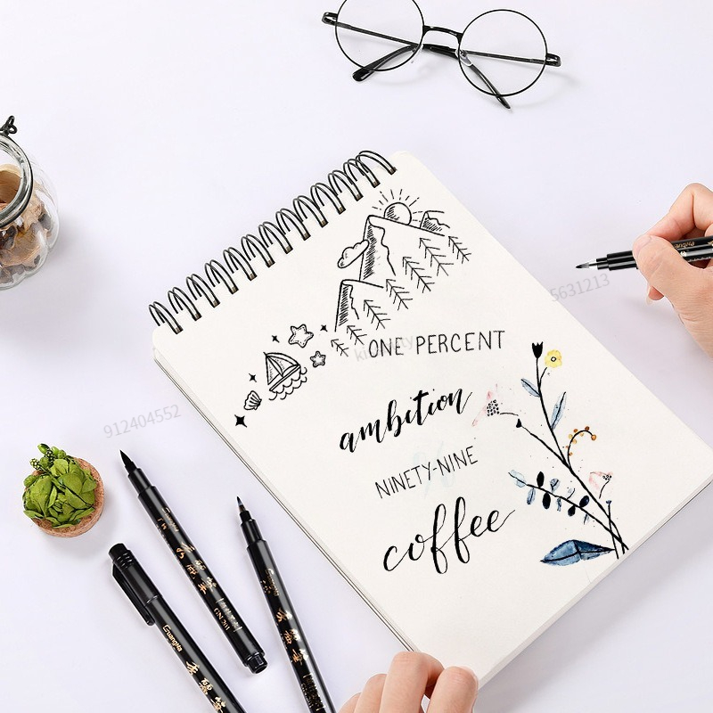 4本セット 書道ペン ハンドレタリングアートペン ブラシイン - Copic Marker Sketch のレビューと価格