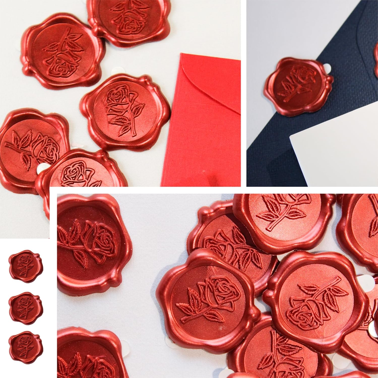 25 ピース/セット 3D ローズフラワーシェイプワックスシ - Wax Seal Stamp Set のレビューと価格