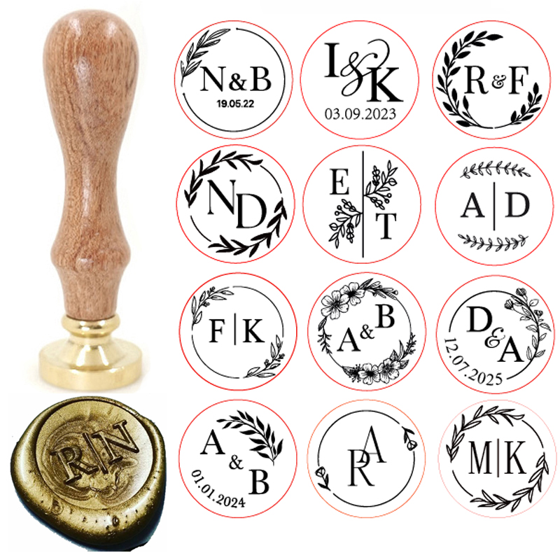 カスタム真鍮ワックスシールスタンプ、2つのイニシャルオーナメ - Wax Seal Stamp Set のレビューと価格